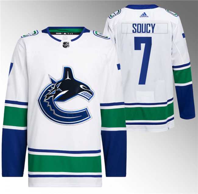 Mens Vancouver Canucks #7 Carson Soucy White Stitched Jersey->vancouver canucks->NHL Jersey